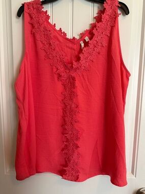 Cato Coral Lace-Trim V-Neck Camisole